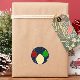 Pegatina Redonda Noël Bleu Marine Boule Festive
