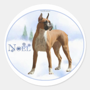 Pegatina Redonda Noel Boxer