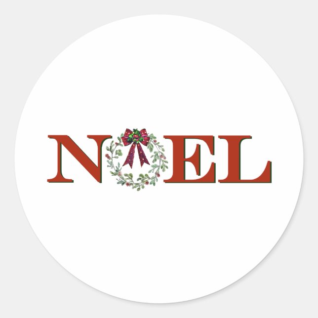 Pegatina Redonda Noel con corona (Anverso)