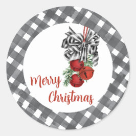 Pegatina Redonda Noël en Blanco y Negro