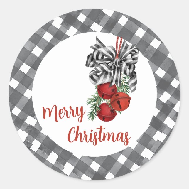 Pegatina Redonda Noël en Blanco y Negro (Anverso)