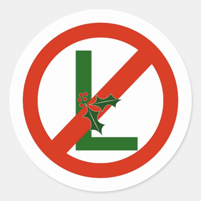 Pegatina Redonda Noel "No L" Fun Christmas Sticker (Anverso)