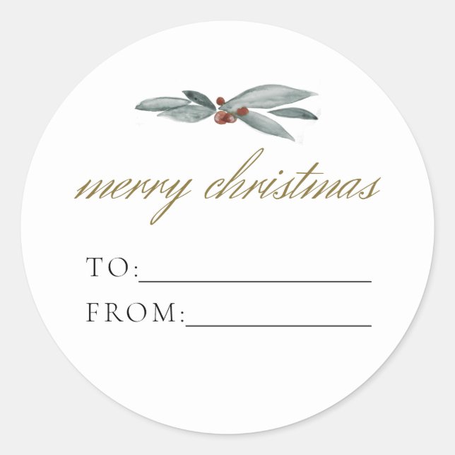 Pegatina Redonda NOEL Rustic Winter Berry To From Navidades Gift (Anverso)