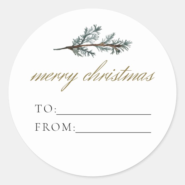 Pegatina Redonda Noel Rustic Winter Pine To From Navidades Gits (Anverso)
