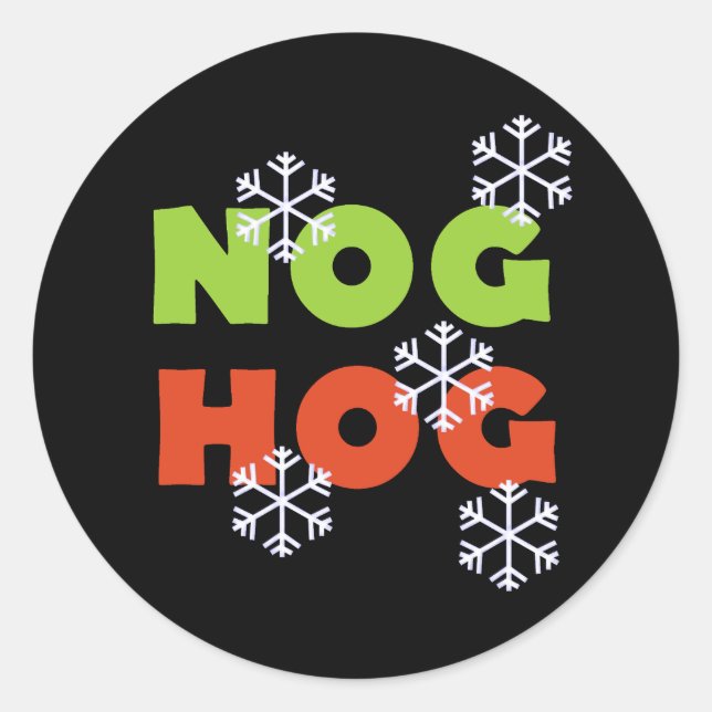 Pegatina Redonda Nog Hog Love Egg Nog Holidays (Anverso)