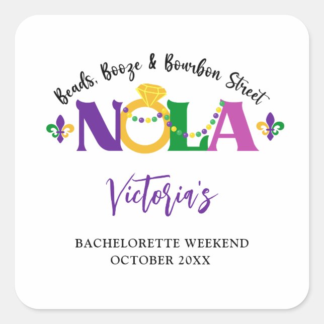 PEGATINA REDONDA NOLA BACHELORETTE WEEKEND (Anverso)