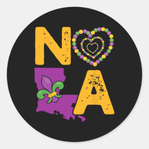 Pegatina Redonda Nola New Orleans 504 Mardi Gras