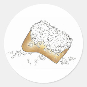 Pegatina Redonda NOLA New Orleans Louisiana Sugary Beignet Pastry