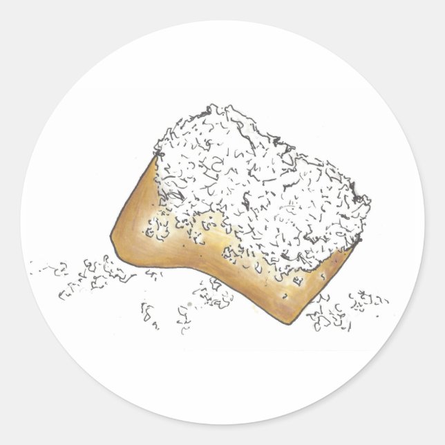 Pegatina Redonda NOLA New Orleans Louisiana Sugary Beignet Pastry (Anverso)