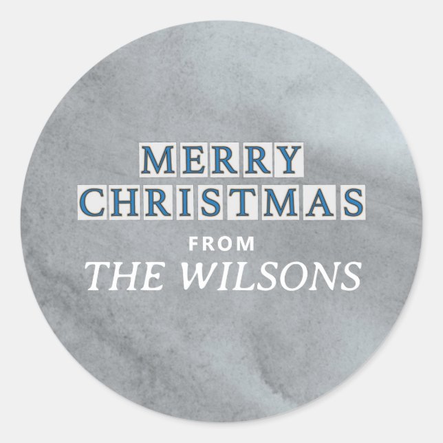 PEGATINA REDONDA NOLA STREET TILES MERRY CHRISTMAS (Anverso)