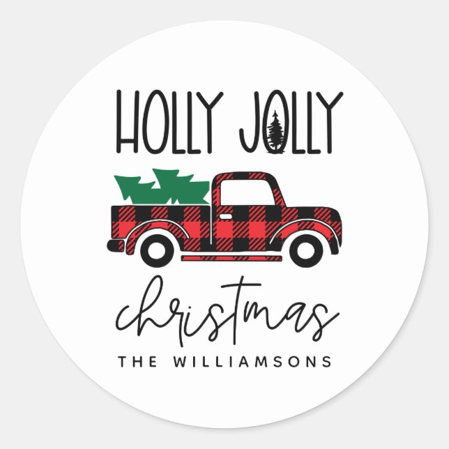 Pegatina Redonda Nombramiento de camión rojo de protección de búfal (Anverso)