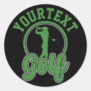 Pegatina Redonda NOMBRE ADICIONAL DE Golf Personalizado Retro Pro G