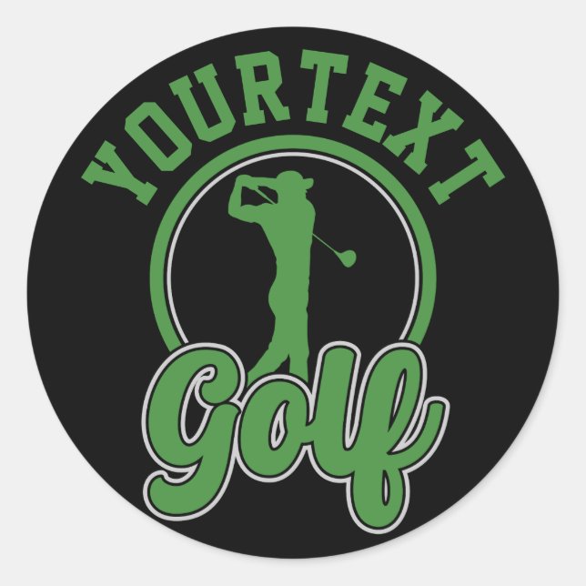 Pegatina Redonda NOMBRE ADICIONAL DE Golf Personalizado Retro Pro G (Anverso)