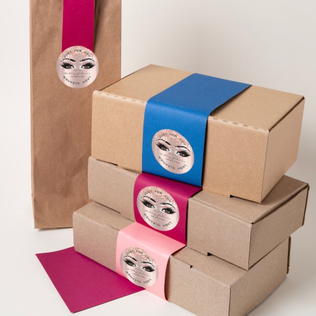 Pegatina Redonda Nombre Belleza Láganes Perforación Limpiador de az (Name Beauty Lashes Drips Pink Gold Lashes Cleaner Classic Round Sticker)