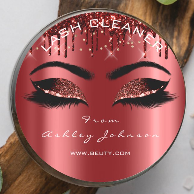 Pegatina Redonda Nombre Belleza latigazos Borgoña Oro Eyelash (Name Beauty Lashes Burgundy Gold Eyelashes Classic Round Sticker)