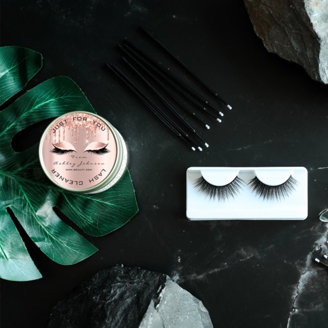 Pegatina Redonda Nombre Belleza Lshes Dris Limpiador de azotes de o (Name Beauty Lshes Drips Pink Gold Lashes Cleaner Classic Round Sticker)