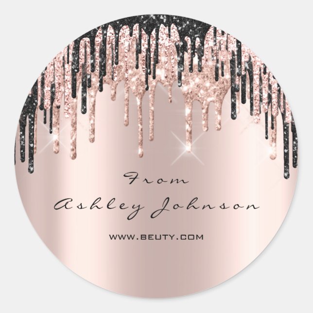 Pegatina Redonda Nombre Belleza Rosa Perforaciones negras Gracias W (Anverso)