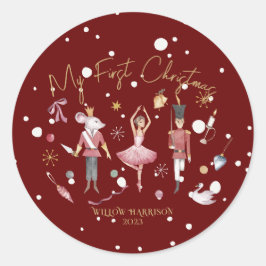 Pegatina Redonda Nombre caprichoso de mi primer hijo de nueces de N