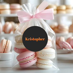 Pegatina Redonda Nombre clásico del Naranja Neon Sunset Estilo ne