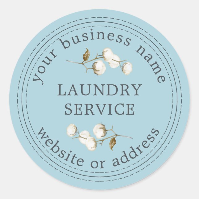 Pegatina Redonda Nombre comercial del servicio de lavandería modern (Anverso)