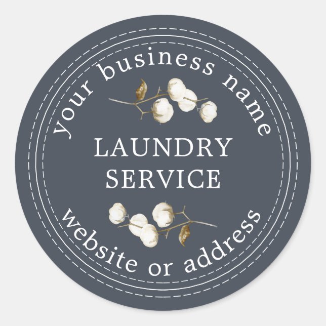 Pegatina Redonda Nombre comercial del servicio de lavandería modern (Anverso)