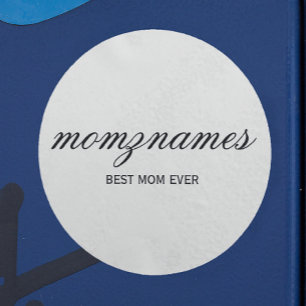Pegatina Redonda Nombre con caligrafía de la mejor mamá personaliza