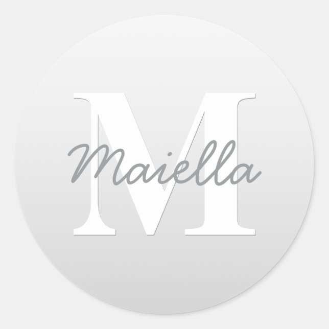 Pegatina Redonda Nombre cursivo u otro texto con monograma | Gradie (Anverso)