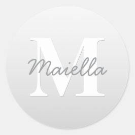 Pegatina Redonda Nombre cursivo u otro texto con monograma | Gradie