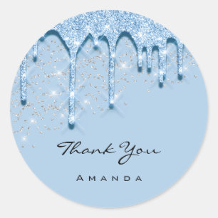 Pegatina Redonda Nombre de agradecimiento 16th Bridal Silver Purpur