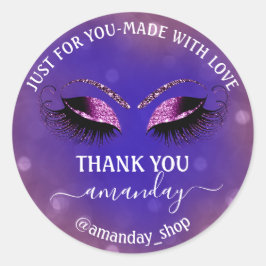 Pegatina Redonda Nombre de agradecimiento pestañas Boutique Ver Azu