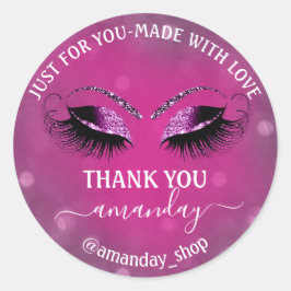 Pegatina Redonda Nombre de agradecimiento pestañas Boutique Ver Ber