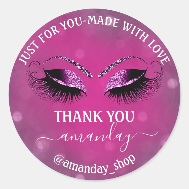 Pegatina Redonda Nombre de agradecimiento pestañas Boutique Ver Ber (Anverso)