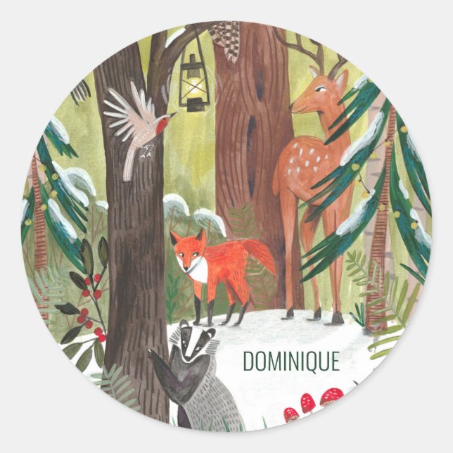 Pegatina Redonda Nombre de costumbre festivo tradicional de bosques (Anverso)