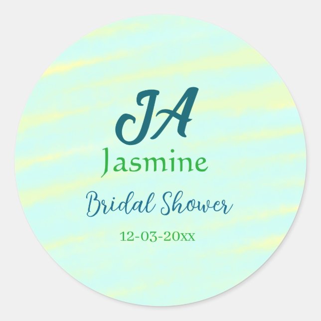 Pegatina Redonda nombre de despedida de soltera acuarela pastel azu (Anverso)