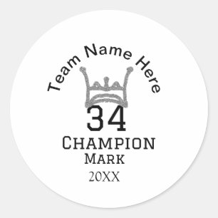 Pegatina Redonda nombre de equipo agregar nombre de jugador fecha d