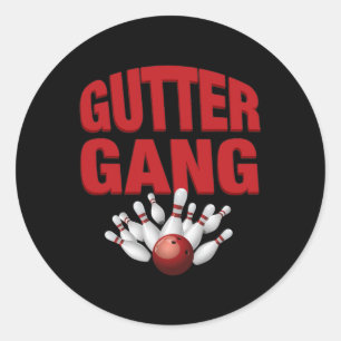 Pegatina Redonda Nombre de equipo de bolos divertido Gutter Gang co