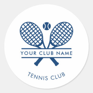 Pegatina Redonda Nombre de equipo de club de tenis moderno personal