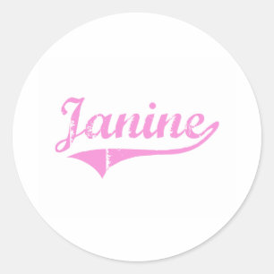 Pegatina Redonda Nombre de estilo clásico de Janine