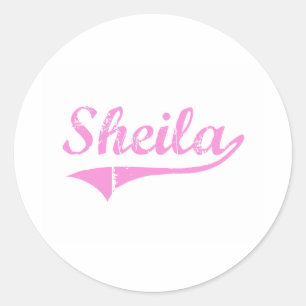 Pegatina Redonda Nombre de estilo clásico de Sheila