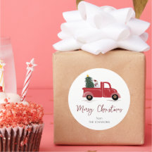 Nombre de familia Camión Rojo Árbol de Navidad Sno