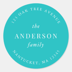 Pegatina Redonda Nombre de familia de color editable Dirección de d