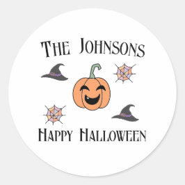 Pegatina Redonda Nombre de familia de la fiesta de Halloween