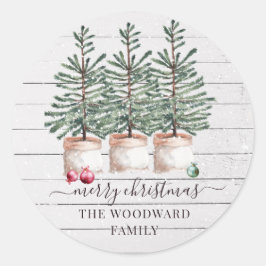 Pegatina Redonda Nombre de familia de Navidades rusos