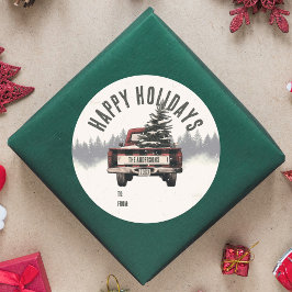 Pegatina Redonda Nombre de familia del Personalizado de camión de N