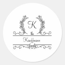 Nombre de familia monogramado Script Flourish Leav