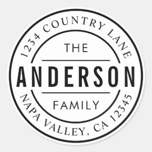 Pegatina Redonda Nombre de Familia Personalizado   Cree su propia d
