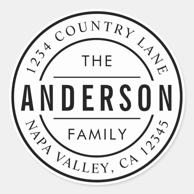 Pegatina Redonda Nombre de familia personalizado | Cree su propia d (Anverso)