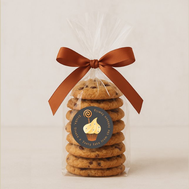 Pegatina Redonda Nombre de familia personalizado Halloween (Subido por el creador)