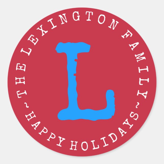 Pegatina Redonda Nombre de familia personalizado sobre vacaciones f (Anverso)