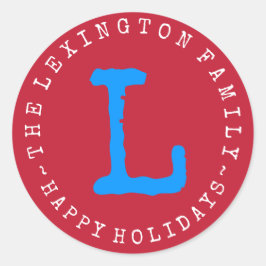 Pegatina Redonda Nombre de familia personalizado sobre vacaciones f